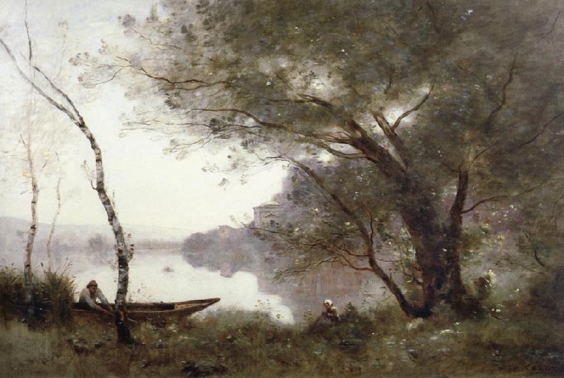 Jean Baptiste Camille  Corot THe boatman of mortefontaine Norge oil painting art